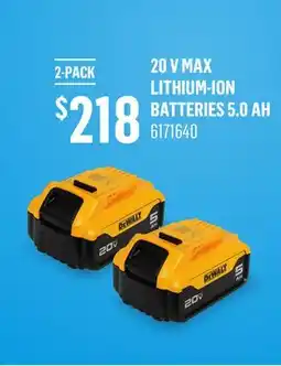 Canac 20 V MAX Lithium-Ion Batteries 5.0 Ah offer