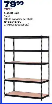RONA 18 x 36 x 72 5-shelf unit offer