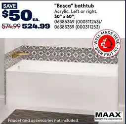 RONA Bosca bathtub 30 x 60 offer