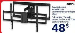 Walmart Onn. Full motion TV wall mount for 50 – 86 TVs offer