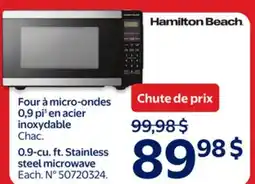 Walmart Hamilton Beach 0.9-cu. ft. Stainless steel microwave offer