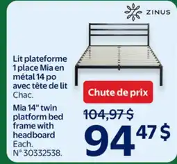 Walmart Mia 14 twin platform bed frame with headboard offer