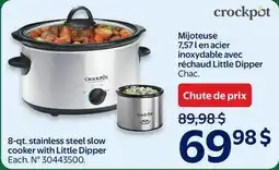 Walmart Crockpot 8-qt. stainless steel slow cooker with Little Dipper offer