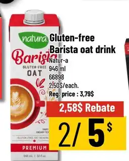 Mayrand natur-a Gluten-free Barista oat drink offer