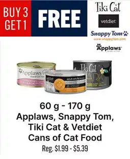 Ren’s Pets Depot Applaws, Snappy Tom, Tiki Cat & Vetdiet Cans of Cat Food offer