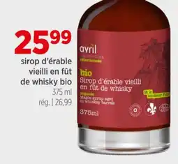 Avril sirop d'érable vieilli en fût de whisky bio offer