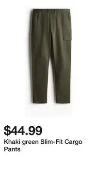 H&M Khaki green Slim-Fit Cargo Pants offer