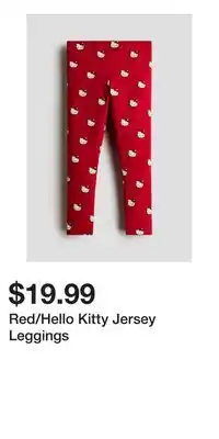 H&M Red/Hello Kitty Jersey Leggings offer