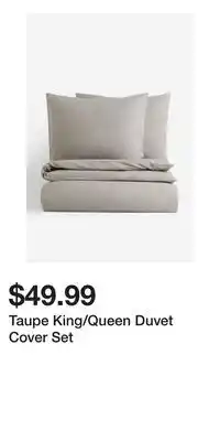 H&M Taupe King/Queen Duvet Cover Set offer
