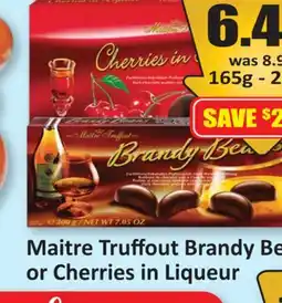 Starsky Maitre Truffout Brandy Beans or Cherries in Liqueur offer