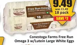 Starsky Conestoga Farms Free Run Omega 3 w/Lutein Large White Eggs offer
