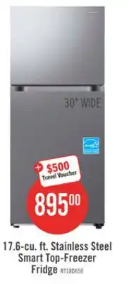 The Brick Samsung 30 17.6 Cu. Ft. Smart Top-Freezer Refrigerator - Stainless Steel - RT18DG6500SRAC offer