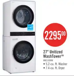 The Brick LG 5.2 Washer/7.4 Dryer Cu. Ft. Front-Load High-Efficiency Washtower - White - WKE100HWA offer