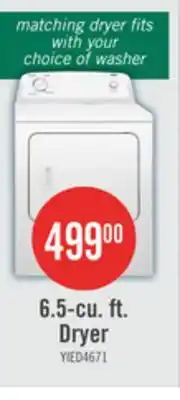 The Brick Inglis 6.5 Cu. Ft. Electric Dryer - White - YIED4671EW offer