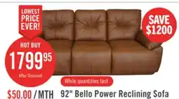 The Brick Bello 91.7 Leather-Look Fabric Power Reclining Sofa - Brown offer