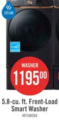 The Brick Samsung 5.8 Cu. Ft. Front-Load Steam Washer - Black Stainless Steel - Stackable - WF50BG8300AVUS offer