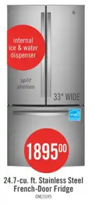 The Brick GE 33 24.7 Cu. Ft. French-Door Refrigerator Fingerprint Stainless Steel - GNE25JYKFS offer