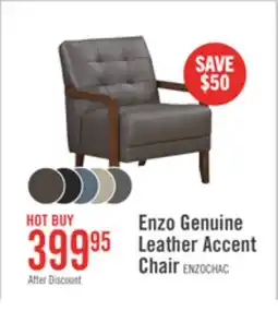 The Brick Enzo 26 Genuine Leather Accent Chair with Biscuit Tufting, Track Arms and Wood Legs - Dark Brown offer
