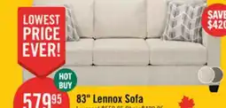 The Brick Made in Canada Lennox 83 Chenille Fabric Sofa with Reversible Cushions and Accent Pillows - Taupe offer