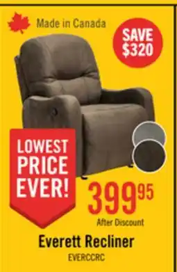 The Brick Made in Canada Everett 33.5 Fabric Reclining Chair - Chocolate Brown offer