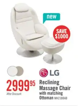 The Brick LG 29.6 Leather-Look Fabric Reclining Massage Chair with Matching Ottoman - Beige offer
