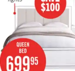 The Brick Halo Panel Bed with Headboard & Frame, LED, Glam, White - Queen Size offer