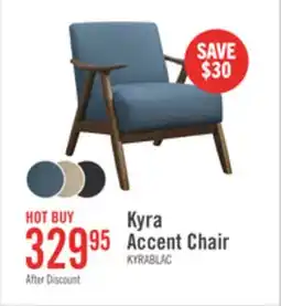 The Brick Kyra 28.5 Linen-Look Fabric Accent Chair with Curved Arms and Wood Frame - Blue offer