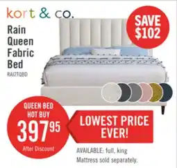 The Brick Kort & Co. Rain Upholstered Platform Bed in Taupe Fabric, Tufted - Queen Size offer