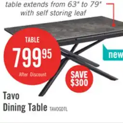 The Brick Tavo Dining Table with 63-79W Extension, Metal, Pedestal Base - Grey & Black offer