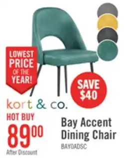 The Brick Kort & Co. Bay Dining Chair with Vegan Leather Fabric, Metal - Aqua offer