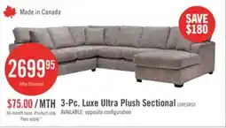 The Brick Made in Canada Luxe 3-Piece Right-Facing Fabric Sectional with Removable Cushions - Zaftig Dove Grey offer