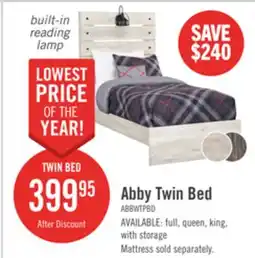 The Brick Abby Panel Bed with Headboard & Frame for Kids, LED, USB, White - Twin Size offer