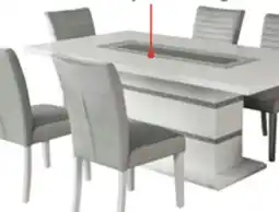 The Brick Garbo 7pc Dining Set with Table & 6 Chairs, Glass Insert, Pedestal Base, Glam, 78.75W - White offer