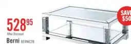 The Brick Berni 47.2 Glam Mirror & Glass Top Coffee Table with Shelf - Silver Metal with Diamond Look Legs offer