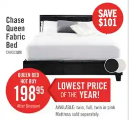 The Brick Chase Upholstered Bed in Brown Vegan-Leather Fabric - Queen Size offer