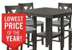 The Brick Tribeca 5pc Counter-Height Set with Table & 4 Chairs, Pedestal Base, 40W Square - Grey/Brown offer