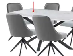 The Brick Bari 7pc Dining Set with Table & 6 Grey Swivel Chairs, Marble-Look Ceramic Top, Metal, 63W offer