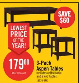 The Brick Aspen 47.3 Traditional 3-Pack Coffee + 2 End Tables - Espresso Brown offer