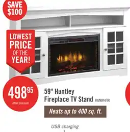 The Brick Huntley 59 Electric Fireplace TV Stand with Storage and Cable Management for TVs up to 65- White offer