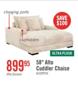 The Brick Alto 58 Ultra Plush Faux Fur Fabric Chaise Lounge with Dual Cupholders and USB Port - Taupe offer