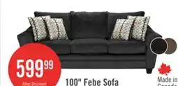 The Brick Made in Canada Febe 100 Chenille Fabric Sofa with Flared Arms and Accent Pillows - Brown offer