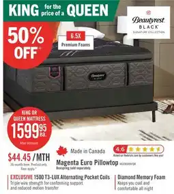 The Brick Beautyrest Black Signature Magenta Euro Pillowtop King Mattress offer