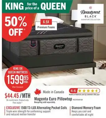The Brick Beautyrest Black Signature Magenta Euro Pillowtop King Mattress offer