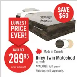 The Brick Riley Mates Bed with 3-Drawer Storage for Kids, Made in Canada, Grey - Twin Size offer