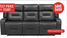 The Brick Ryker 82.5 Faux Leather Power Reclining Sofa with Storage Arms and USB Ports - Grey offer