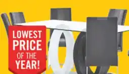 The Brick Jaye 7pc Dining Set with Table & 6 Chairs, Glass Top, Pedestal Base, 63W - Grey & White offer