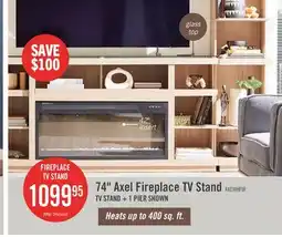 The Brick Axel 74 Modern Electric Fireplace TV Stand with Storage and Cable Management for TVs up to 85- Taupe offer