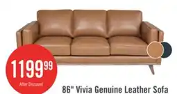 The Brick Vivia 86 Genuine Leather Sofa with Removable Seat Cushions and Wood Base - Navy Blue offer