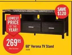 The Brick Verona 60 TV Stand with Storage and Cable Management for TVs up to 65- Espresso with Marble Top offer