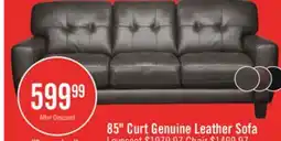 The Brick Curt 85 Genuine Leather Sofa with Button Tufting - Grey offer